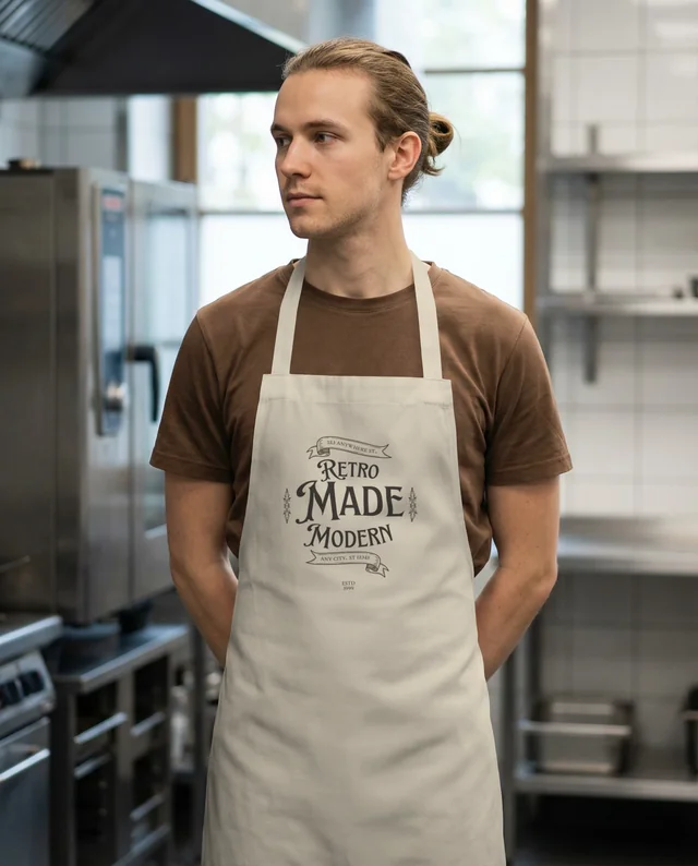 Contemporary Chef Mockup in Modern Kitchen with Apron