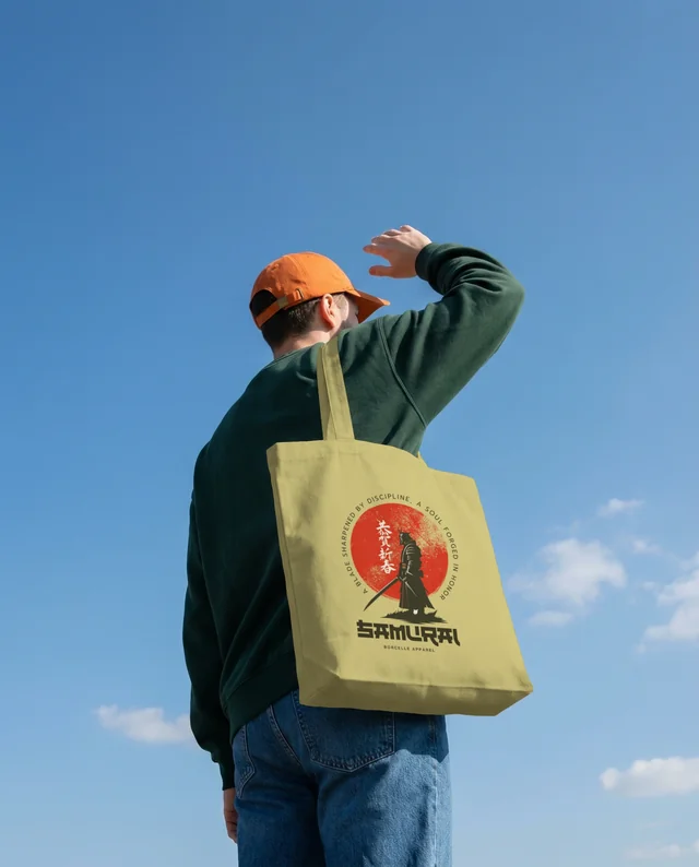 Stylish Mockup of a Tote Bag in Outdoor Setting