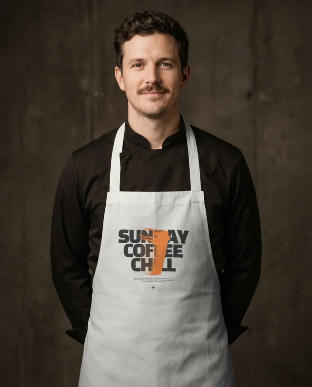 Confident Male Chef Mockup in Modern Kitchen Setting
