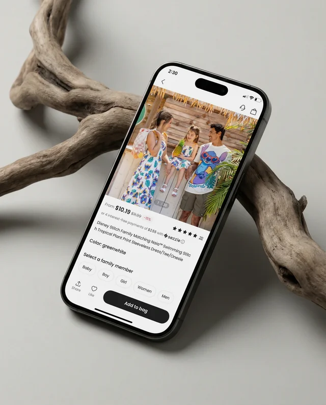 Minimalist iPhone Mockup on Driftwood Background