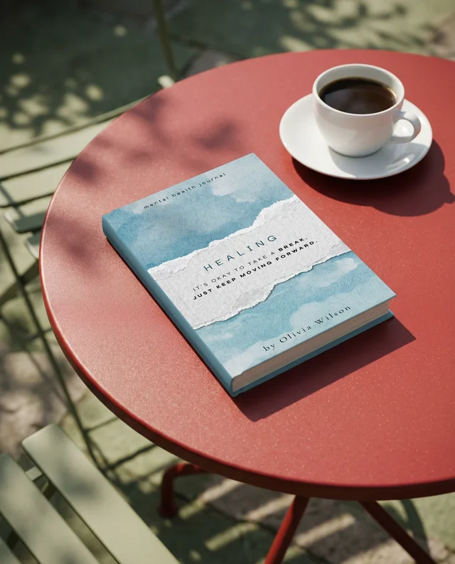 Cozy Outdoor Café Mockup with Book and Coffee