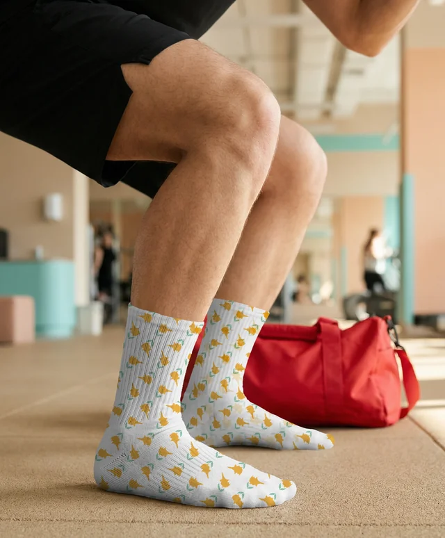 Dynamic Gym Mockup Featuring Young Man in Socks