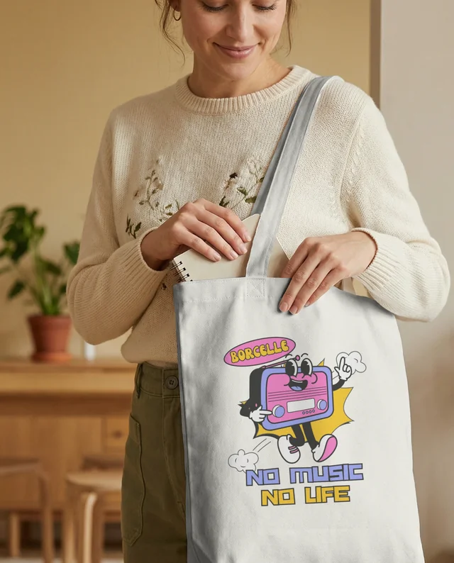 Charming Mockup of a Woman with a Tote Bag