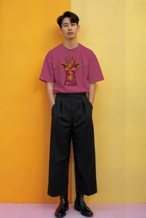 Vibrant Two-Tone Background T-Shirt Mockup for Stylish Looks