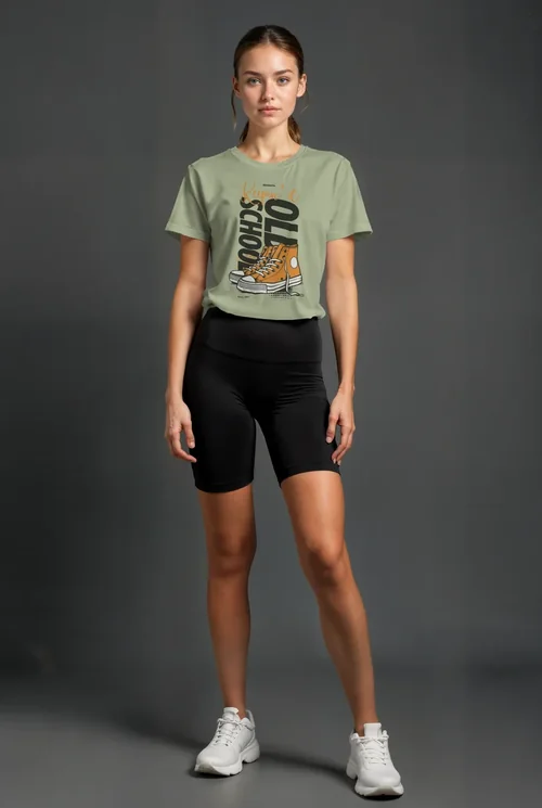 Mockup of Confident Woman in Gray Background and Colors