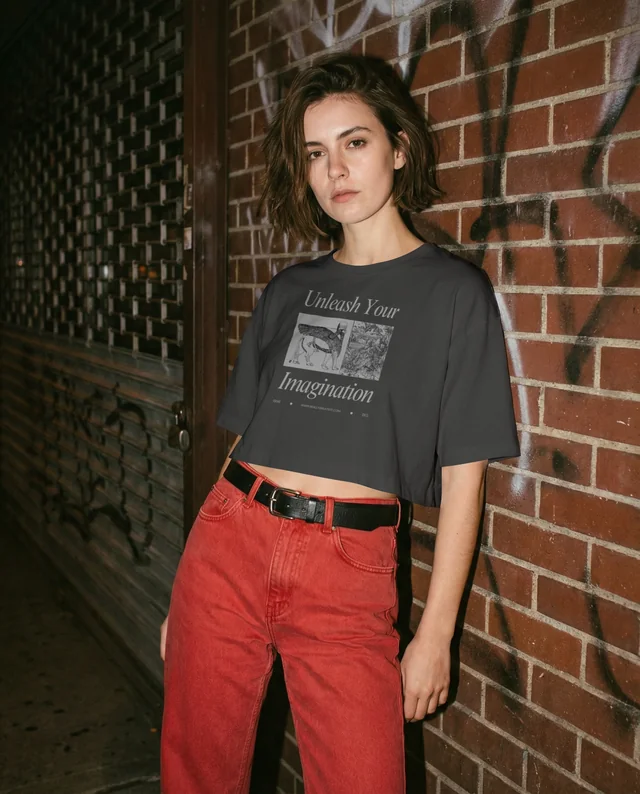 Urban Mockup of a Confident Woman in Crop Top Style