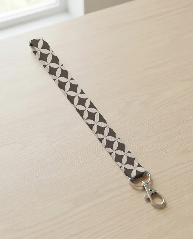 Elegant White Lanyard Mockup on Light Wooden Table