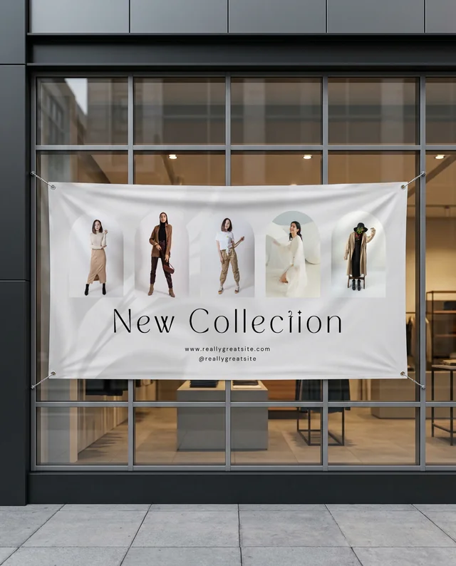 Modern Storefront Mockup with Blank Banner Display