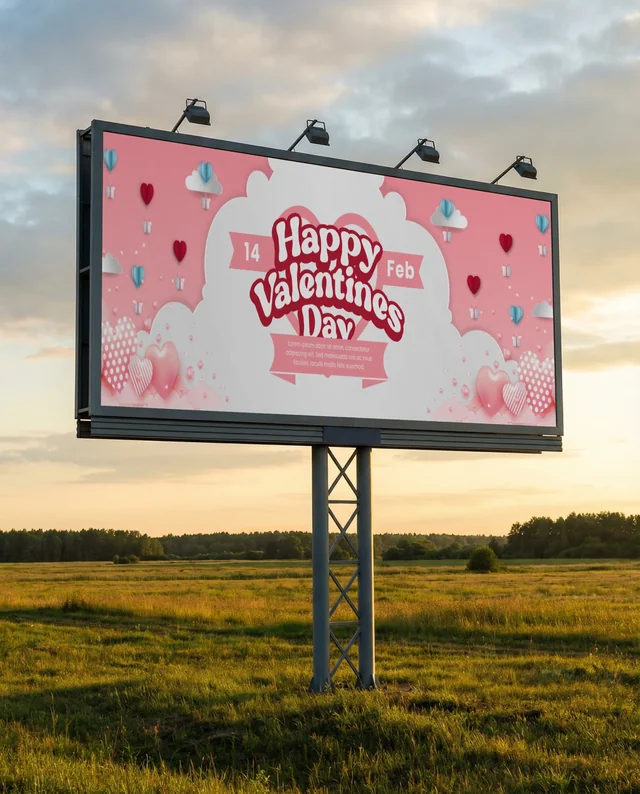 Stunning Mockup of a Billboard in a Sunset Field