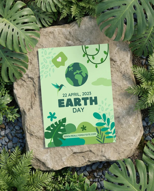 Realistic Mockup of a Poster on a Stone Surface