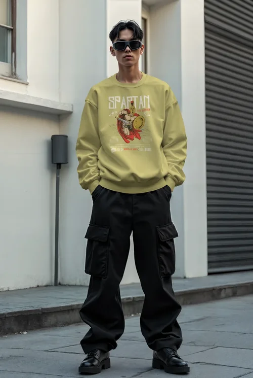 Stylish Mockup of a Young Male in Oversized Sweatshirt