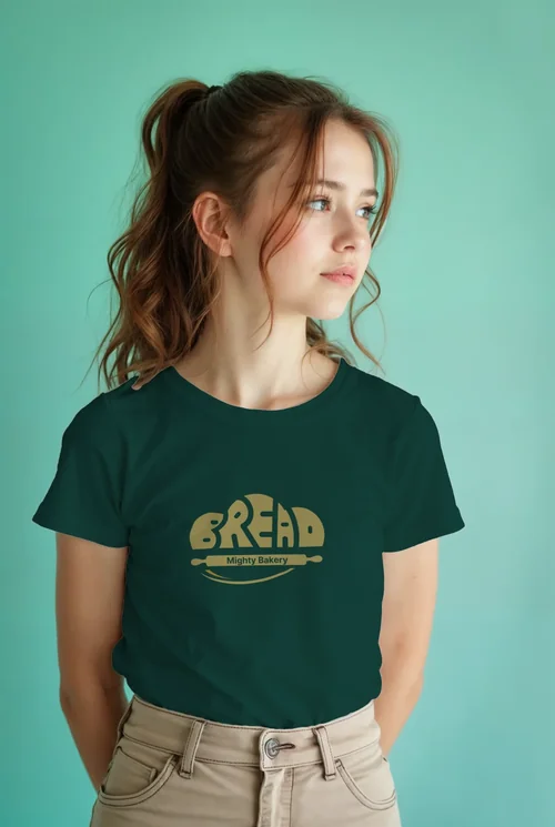 Stylish T-Shirt Mockup: Thoughtful Teen Girl in Portrait