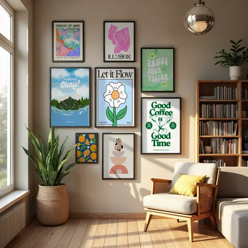 Cozy Mockup Poster with Warm Beige Background and Colors