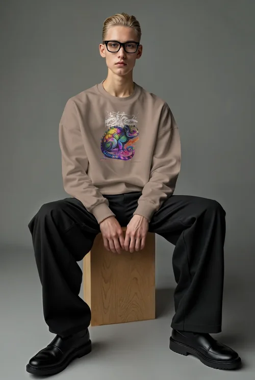 Stylish Mockup of a Young Male in a Sweatshirt