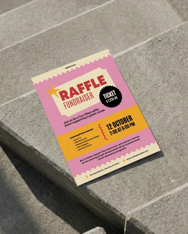 Minimalist Mockup of Flyer on Concrete Stairs