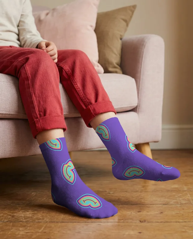 Cozy Indoor Mockup of Child Relaxing in Socks