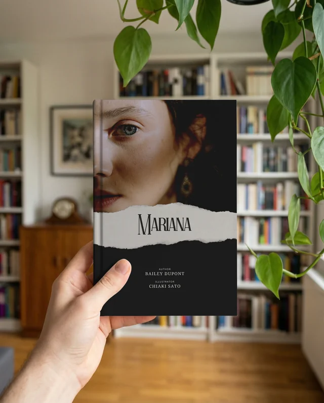 Cozy Living Room Mockup Featuring a Blank Book