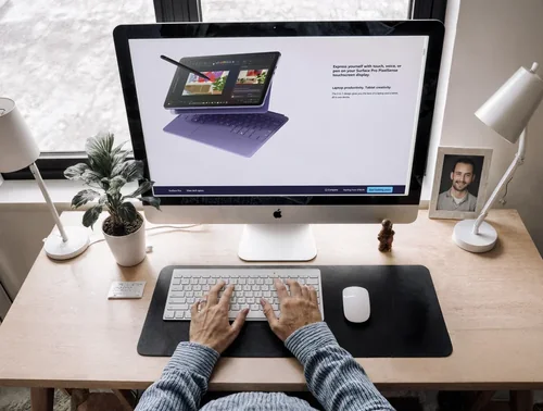 Cozy Home Office Mockup with iMac Setup and Decor