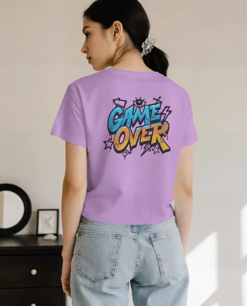 Stylish T-Shirt Mockup Featuring Young Woman