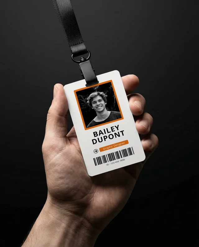 Elegant Mockup of a Blank ID Card with Lanyard