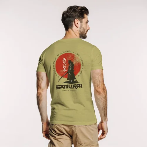 Mockup of T-Shirt with Soft Background and Light Colors