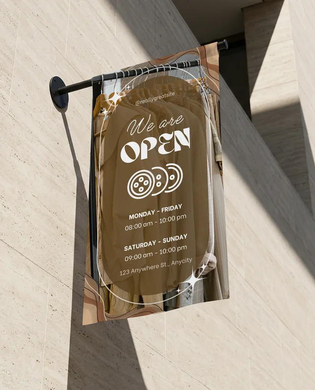 Elegant Mockup of a White Fabric Banner on Stone Wall