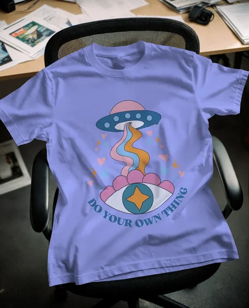 Mockup of Relaxed Fit T-Shirt on Office Chair