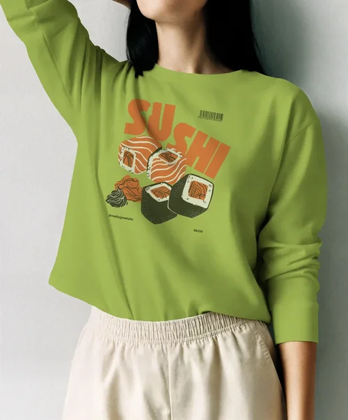 Stylish Mockup of a Woman in a Cream Sweatshirt