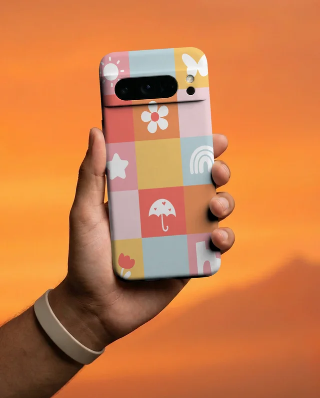 Sleek Phone Cover Mockup Against a Vibrant Sunset