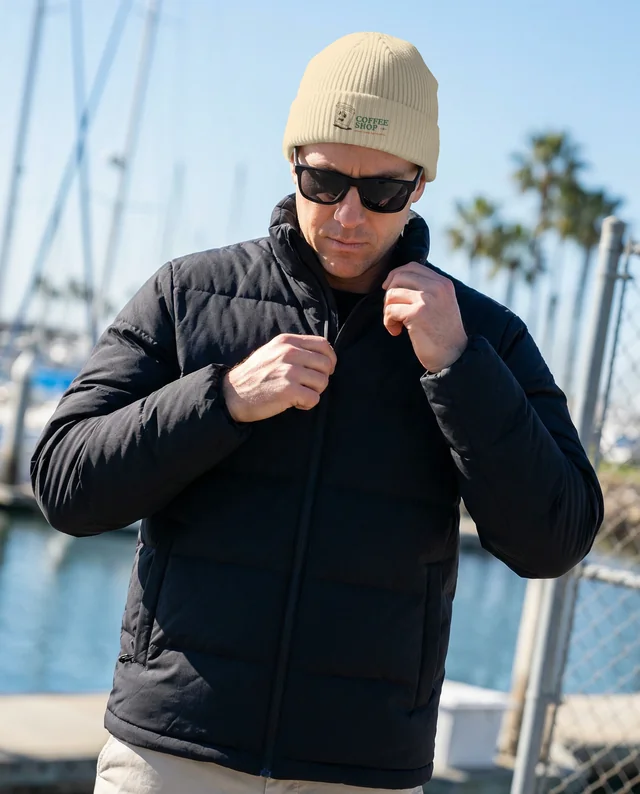 Stylish Man in Beanie by Marina Mockup Scene