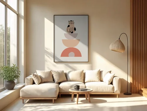 Modern Mockup Poster with Soft Beige and Green Background