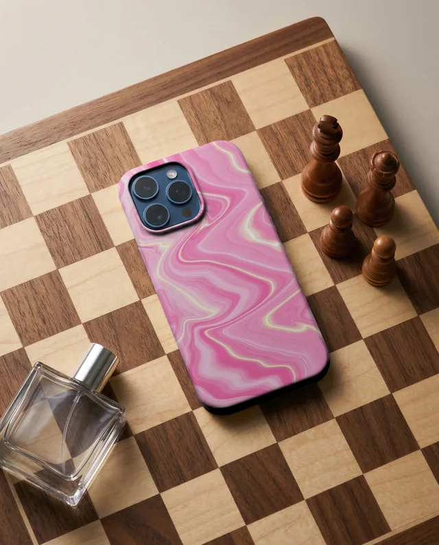 Modern Mockup of Phone Cover on Chessboard Scene