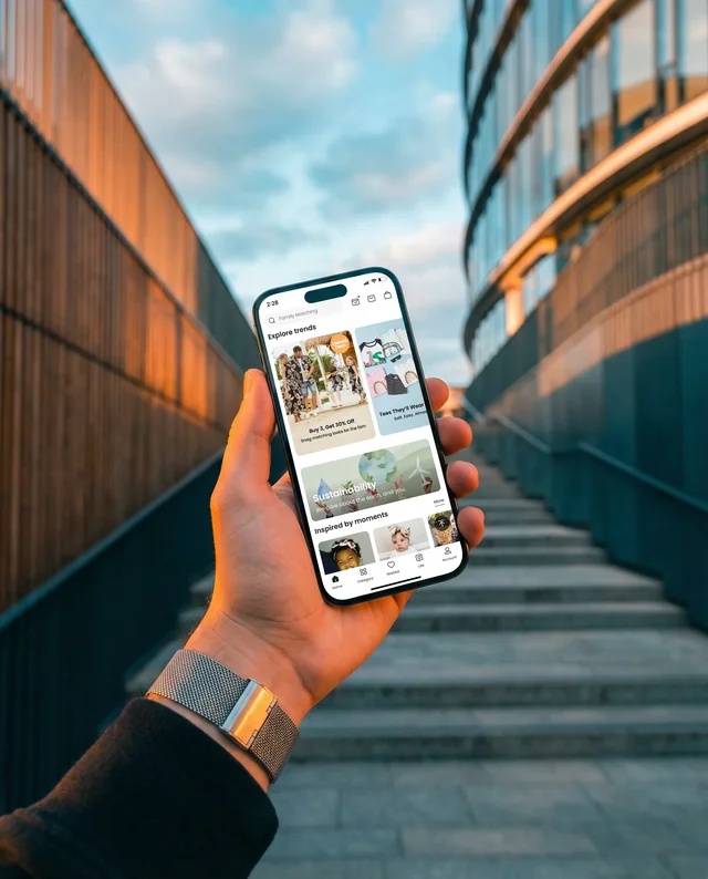 Modern iPhone Mockup in Urban Setting with Stylish Watch