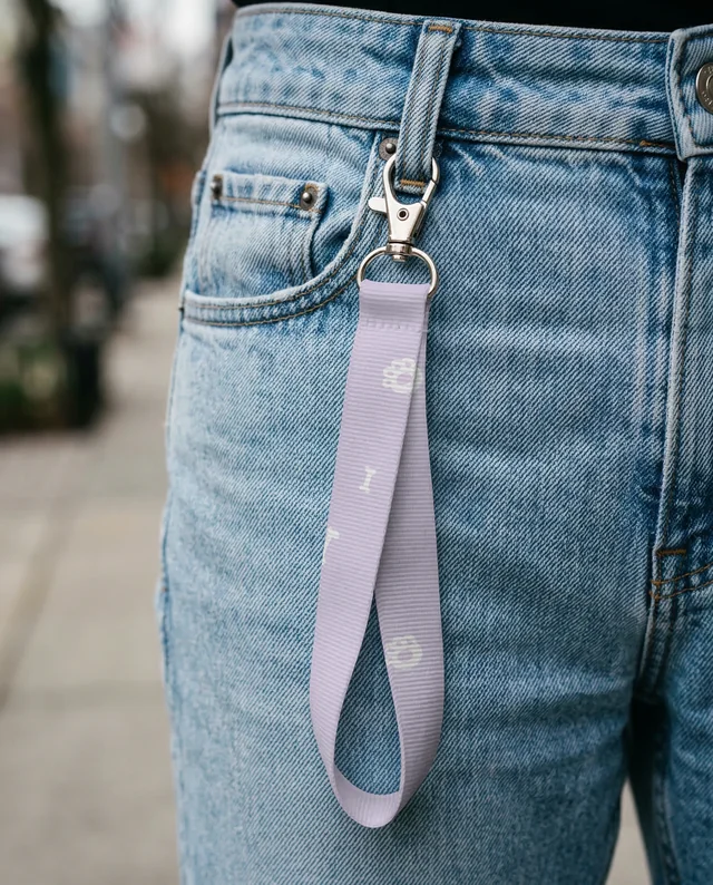 Stylish Lanyard Mockup with High-Waisted Denim Jeans