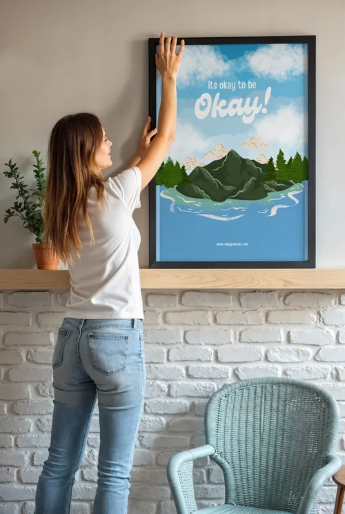 Vibrant Mockup Poster with Colorful Background and Decor