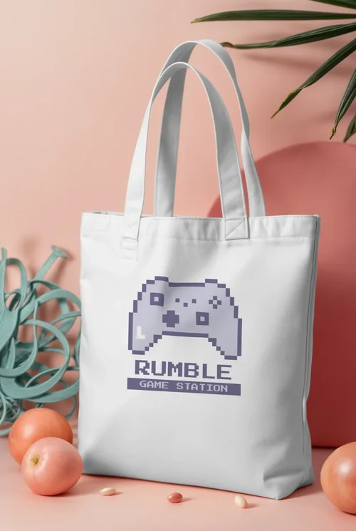 Mockup of a Minimalist White Cotton Tote Bag Design