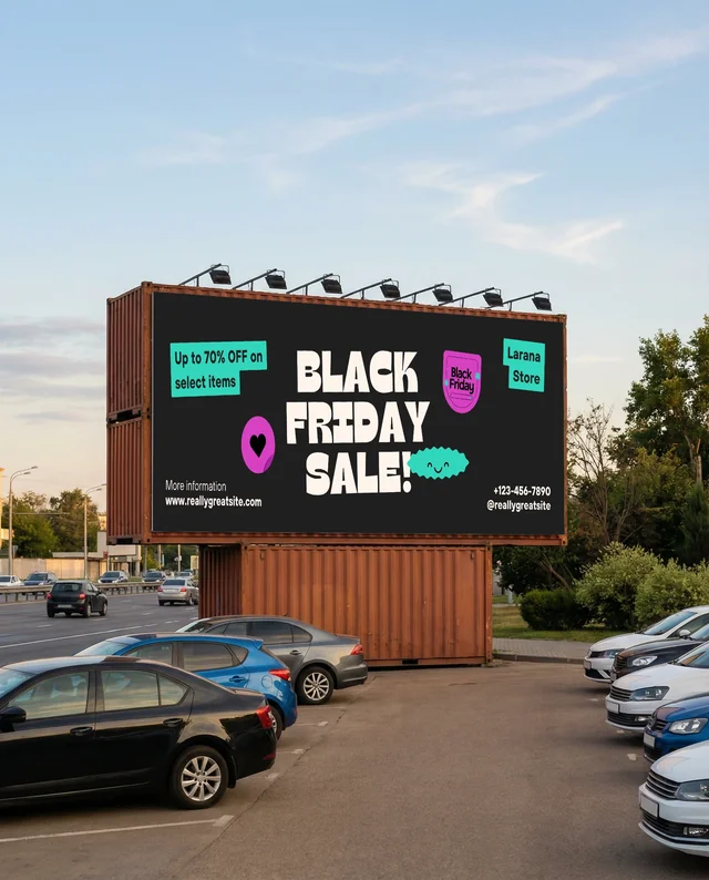 Realistic Billboard Mockup on a Shipping Container