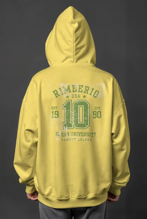 Mockup of Oversized White Hoodie Against Dark Gray Background