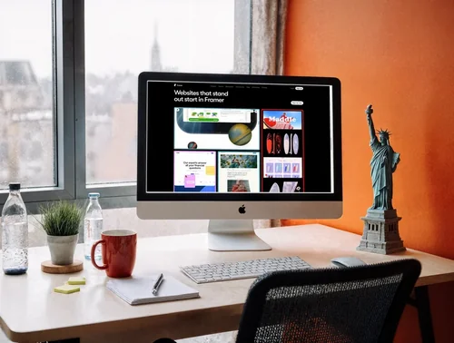 Modern iMac Mockup in a Stylish Workspace Setup