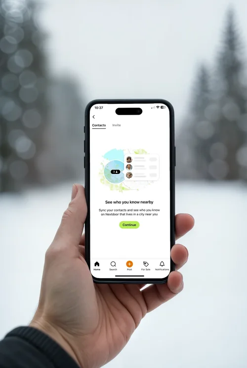 Black iPhone 16 Pro Max Mockup in Winter Landscape