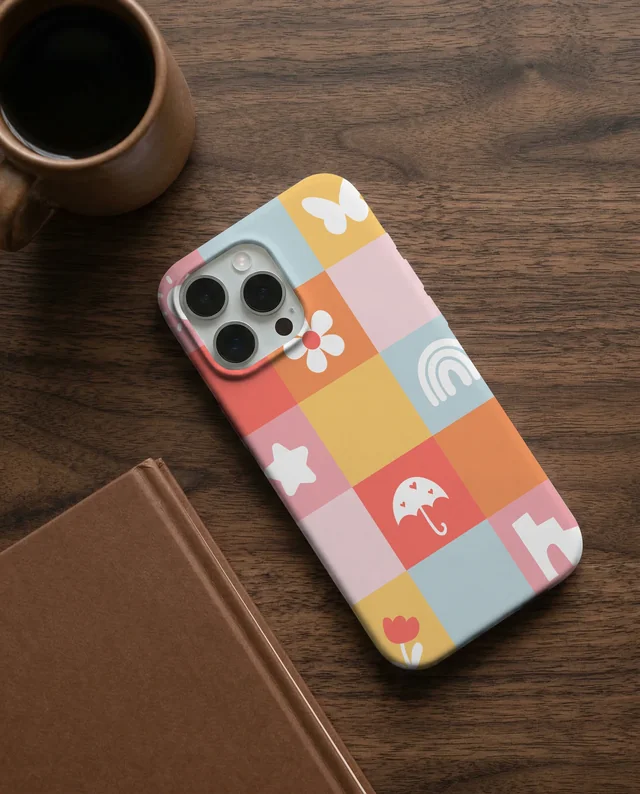 Elegant Phone Cover Mockup with Coffee and Book Background