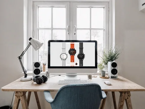 Modern iMac Mockup for a Serene Home Office Setup