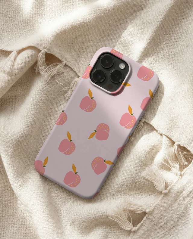 Elegant Mockup of a Phone Cover on Soft Beige Fabric