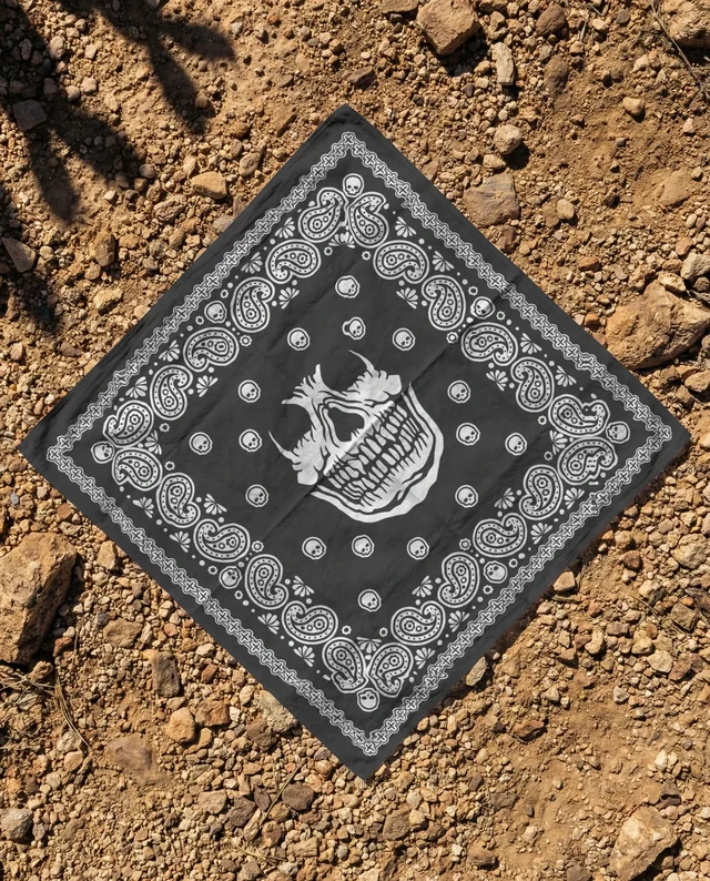 Serene Mockup of a Bandana on Earthy Textured Ground