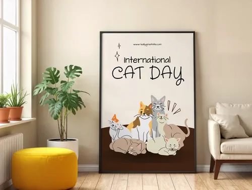 Bright Mockup of Cozy Poster with Beige Background Colors