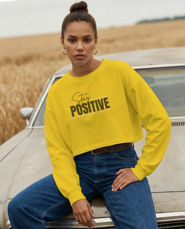 Confident Woman in Crop Top Mockup on Vintage Car