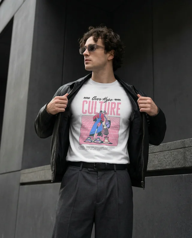 Stylish T-Shirt Mockup of a Young Man in Urban Fashion