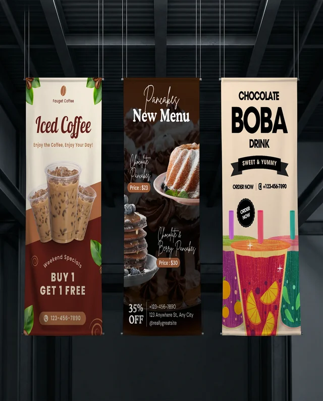 Minimalist Mockup of Vertical White Fabric Banners