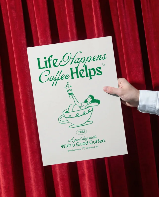 Elegant Mockup Poster with Red Velvet Background