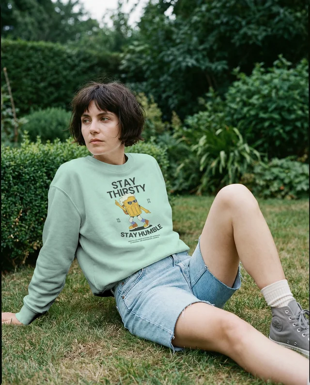 Casual Sweatshirt Mockup of a Young Woman Outdoors